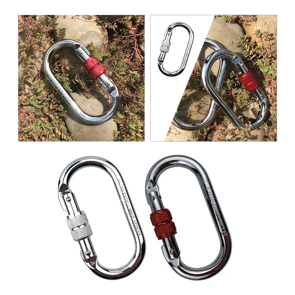 O-Shape Rock Climbing Carabiner Screw Locking Hook 25kN 5600lb for Hammock Caving Gear | Спорт и развлечения
