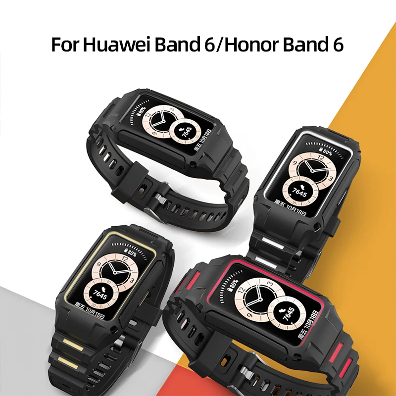 

Sikai Strap+Watch Case For Huawei Band 6 Cover Full Frame Screen Protector For Honor Band 6 Watch Strap Bracelet Accessories