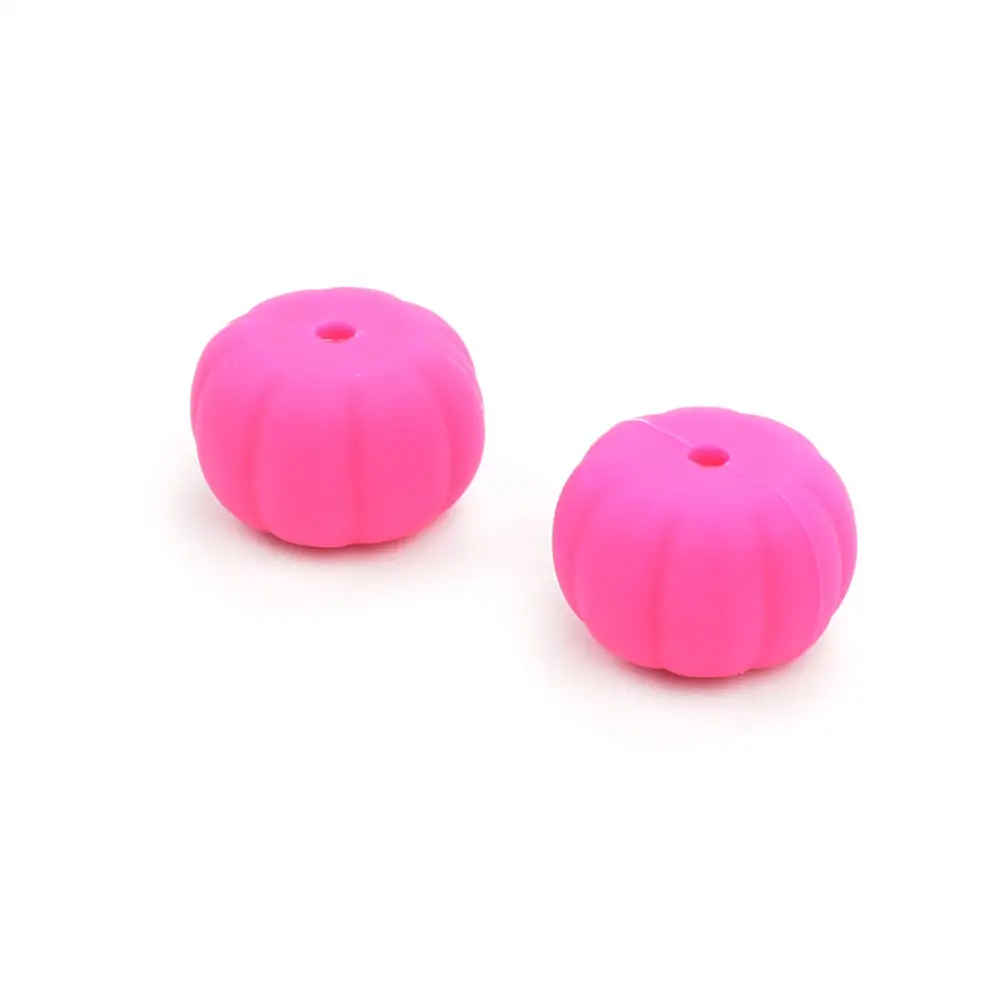 LOFCA-cuentas de calabaza de silicona sin BPA, 10 piezas para morder, collar redondo, cuentas de dentici&oacute;n para masticar, piezas de joyer&iacute;a DIY de grado alimenticio-4