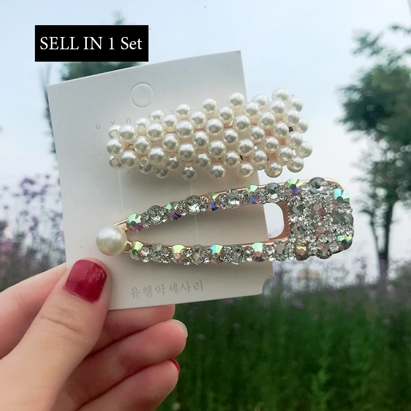 Женская заколка-пряжка для волос квадратная заколка с кристаллами и жемчужинами