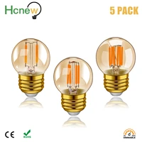 5pcs led dimmable bulb g40 e27 220v led fimament gold globe lamp 1w 2w 3w 2200k e26 110v edison string lights for house