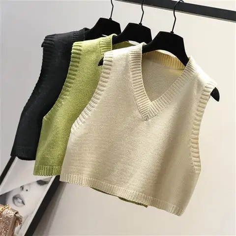 

Women Sweater Vest Sweater Vest Women's Spring Autumn Loose V-neck Sleeveless Knitwear Waistcoat Wool Vest