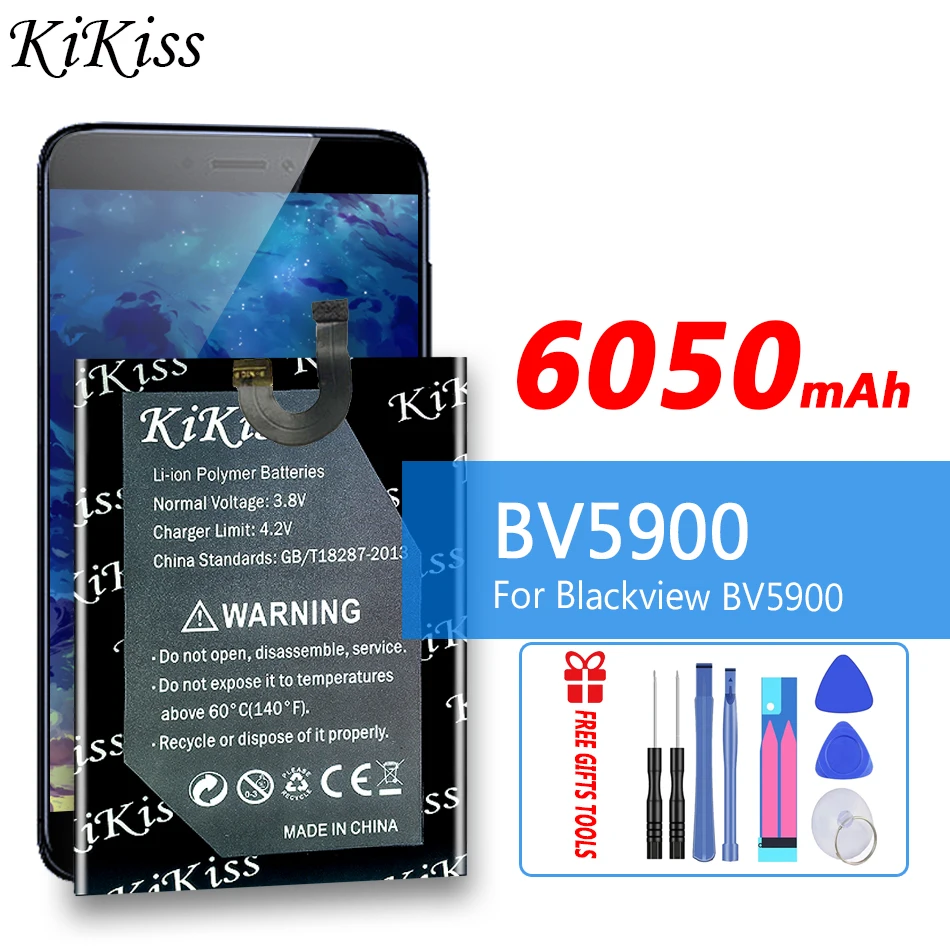 

KiKiss For Blackview BV5900 Battery High Quality High Capacity 6050mAh Battery for Blackview BV5900 Smart Phone+free tools