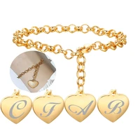 fashion summer initial charm alphabet bracelets jewelry stainless steel heart 26 letters belcher chains bracelet for women gifts