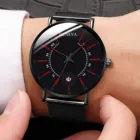 Часы наручные мужские ультратонкие, модные деловые кварцевые, минималистичные, с сетчатым браслетом из нержавеющей стали, 2021