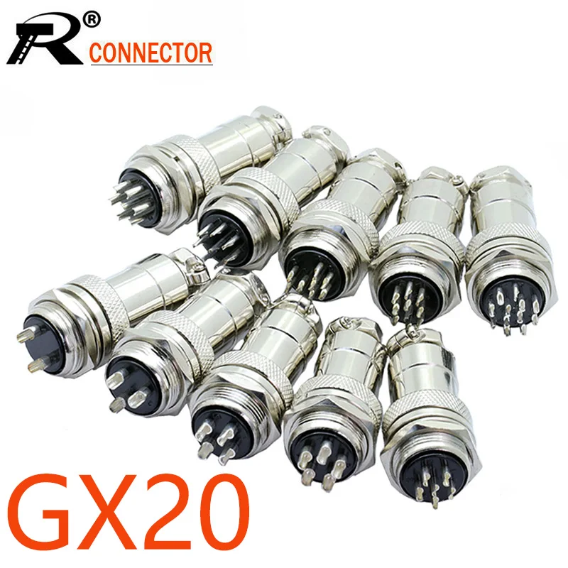 

10sets GX20 Aviation Connector Male & Female 2/3/4/5/6/7/8/9/10/12/14 Pin Diameter 20mm Aviation Plug Socket Circular Connector