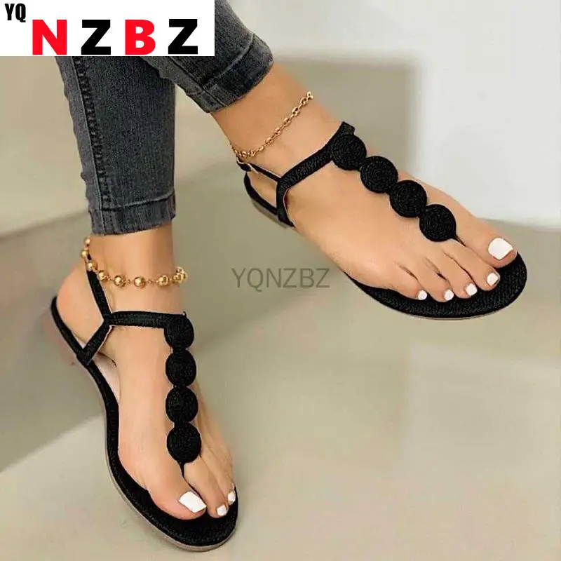 

2021 Summer Gladiator Women Flat Sandals Open Toe Casual Beach Ladies Shoes Bohemian Buckle Strap Roman Sandals Flip Flops