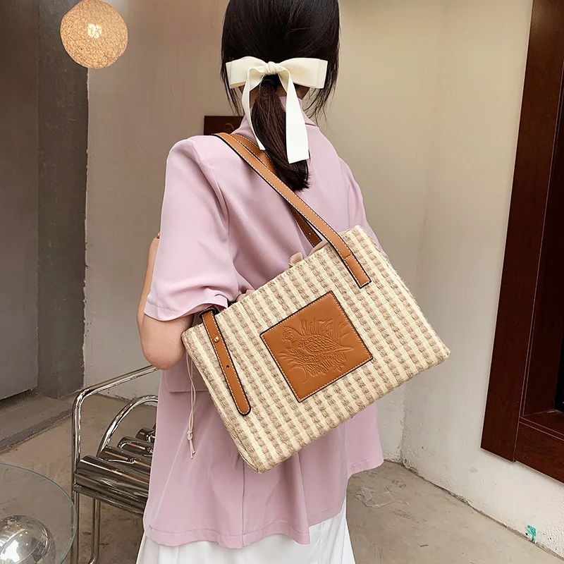 

2021 Straw Bags Basket Casual Rattan Large Capacity Tote Women Handbags Brand Designer Woven Female Shoulder Bag Bolso Mujer