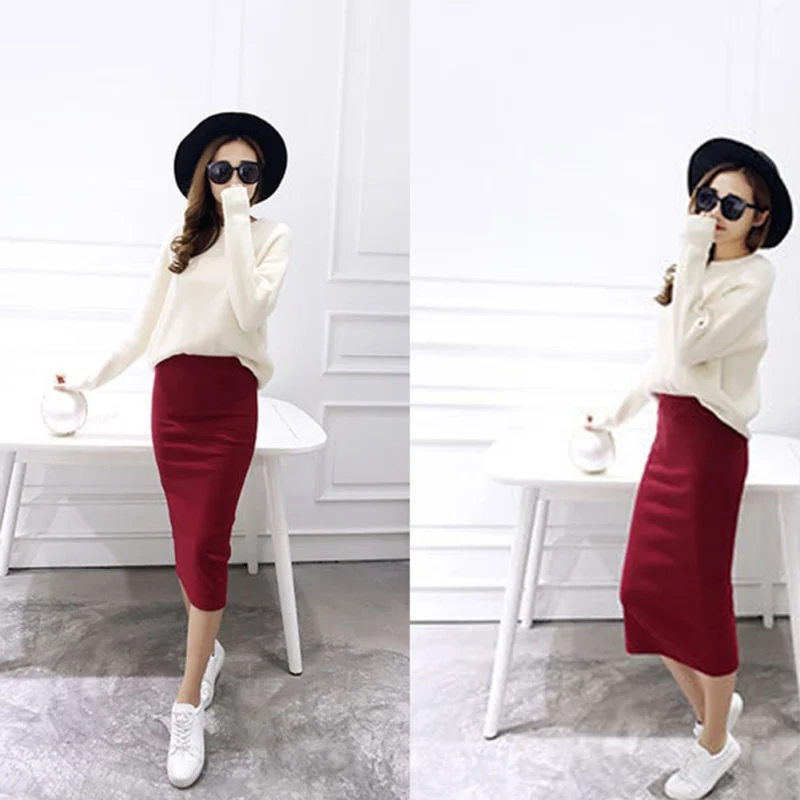 spring Autumn And Winter package hip skirt slit skirts women step skirt stretch Slim thin female waist skirts Long skirts