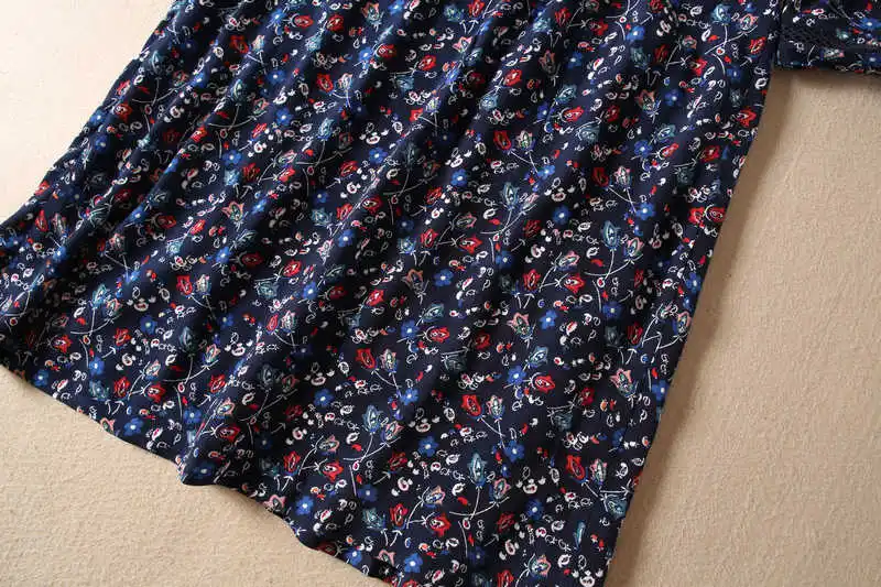 

2020 Newest Ladies Fashion Viscose Printed Elbow Sleeve V Neck Mini Casual Dress With Hollow Out Patchwork Details