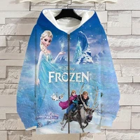 frozen men zip hoodie spring autumn disney 3d print womens sweatshirts long sleeve cartoon anime children coat tops