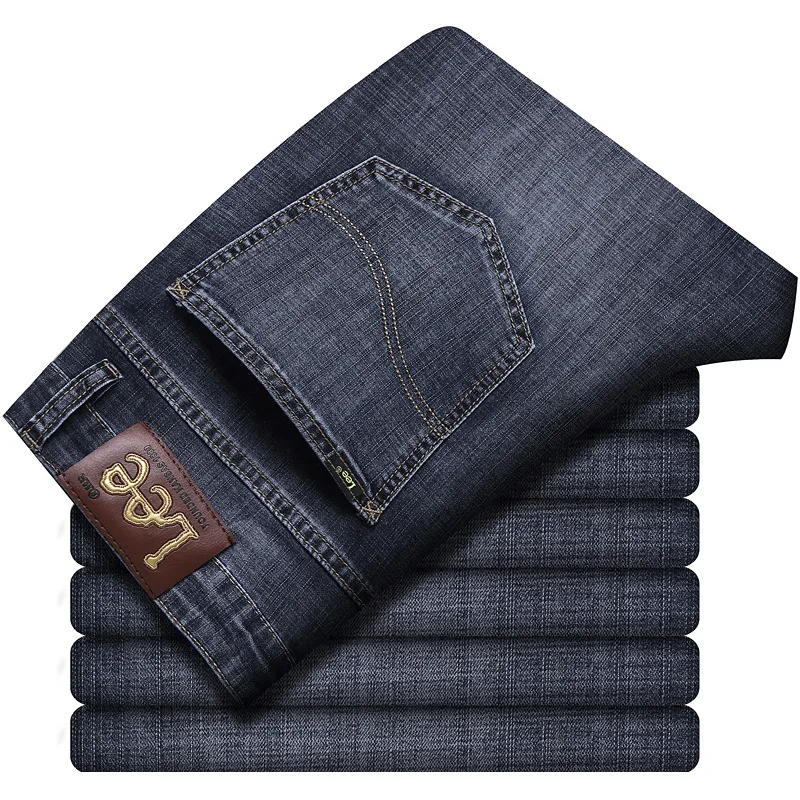 

Luren Summer Casual Denim Trousers Loose Straight Stretch Business Men's Jeans Plus Size Pants Men Clothing
