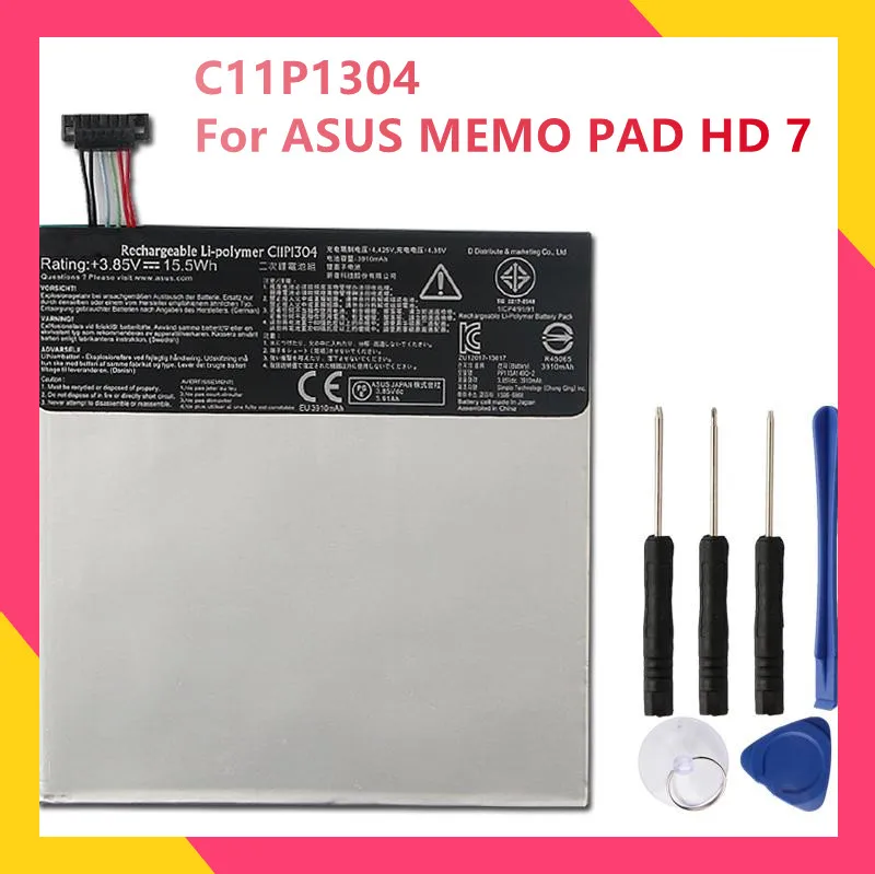 

Original Replacement Phone Battery C11P1304 For ASUS MEMO PAD HD 7 ME173X K00U K00B Genuine Rechargable Batteries 3910mAh