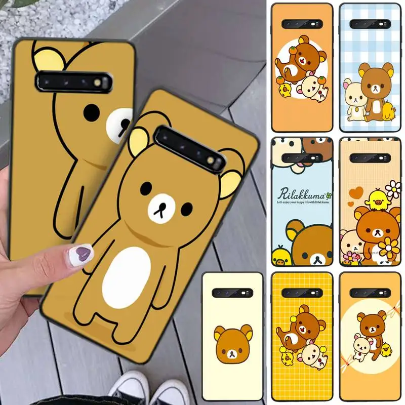 

Relax Bear Cartoon Phone Case Black TPU Soft For Samsung Galaxy S8 S9 S10e S20 PLUS J6 J600 Cases Cover