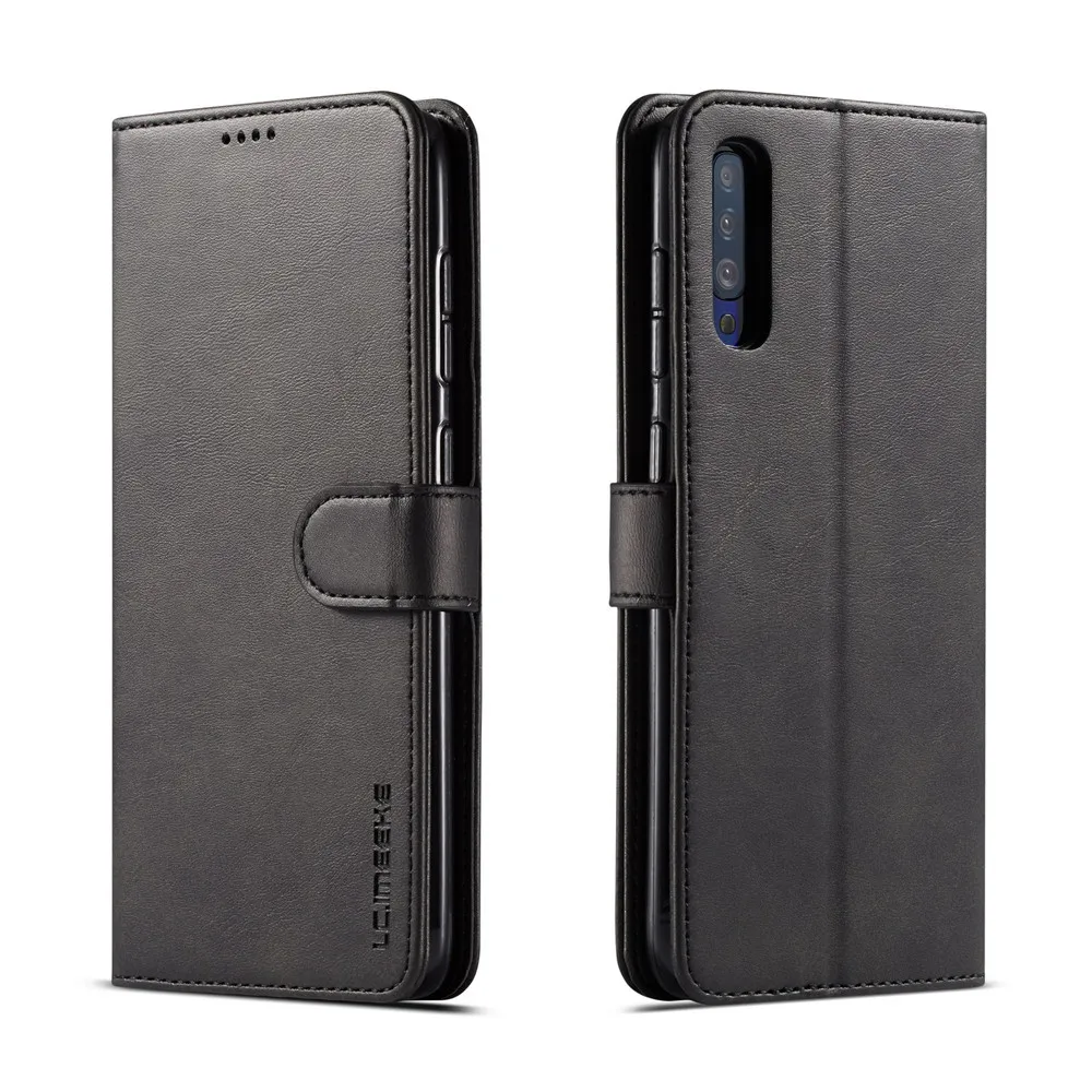 black Кожаный чехол для samsung A10 A20 A30 A40 A50 A60 A70 Galaxy M10 M20 M30 Роскошный чехол-портмоне с откидной крышкой Coque Бизнес процессором обработки изображений samsung PU Чехол - Цвет: black