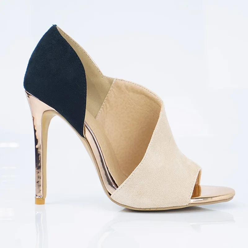 beige Г., женские летние босоножки модные однотонные повседневные туфли-лодочки с открытым носком на очень высоком каблуке - Цвет: beige