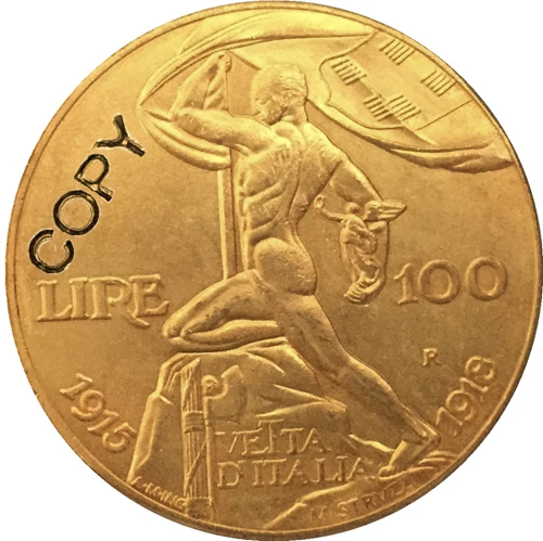 24-K Позолоченные 1925 Италия 100, копия монет