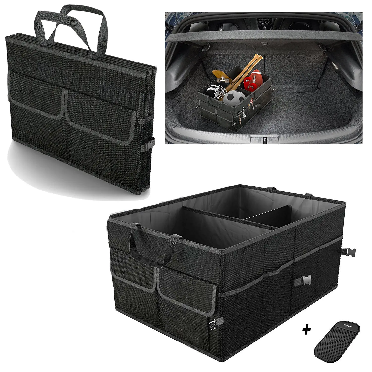 

Multi-purpose Foldable Car Trunk Organizer Large Capacity Anti-slip Storage Bag with Cover and Reinforced Handles 2021 New