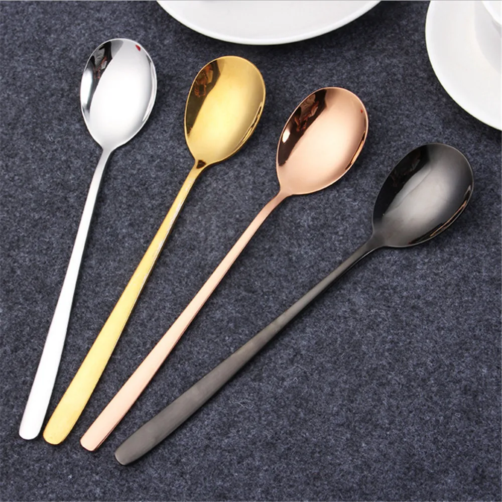 

1PC Korean Cuisine Spoon And Chopsticks Tableware Stainless Steel Creative Mirror Polished Titanium Round Solid Gold Cutlery Set