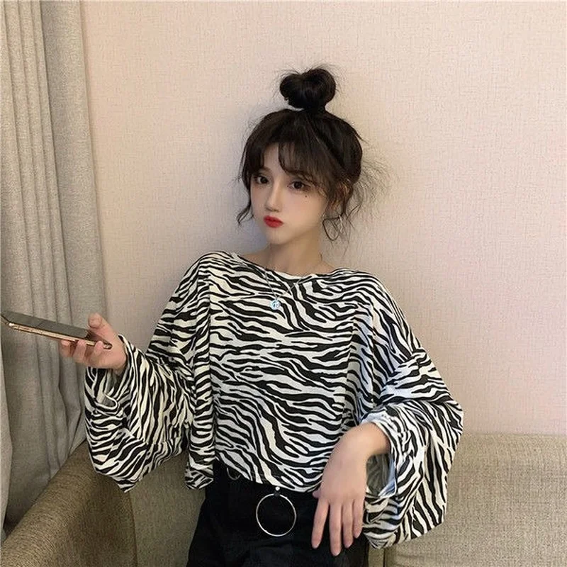 HOUZHOU Women Sweetshirts Lantern Sleeve Pullovers Harajuku Streetwear Women Korean Pop Plus Hip Hop Size Mode Femme Clothing