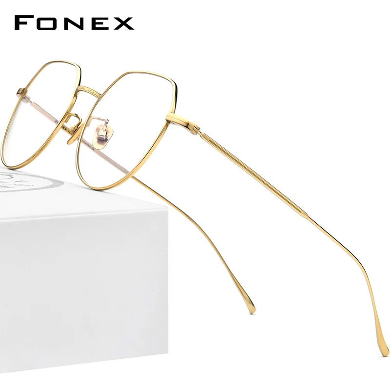 FONEX Pure Titanium Glasses Men Vintage Polygon Myopia Optical Prescription Eyeglasses Frame Men 2021 New Eyewear F85660