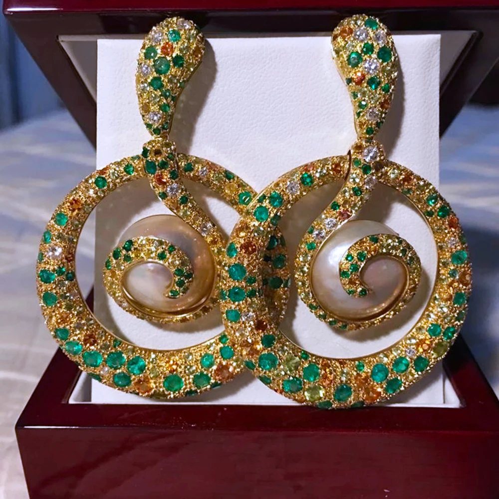 

Missvikki Dubai African Nigerian Snake Pearl Drop Earrings for Noble Women Bridal Luxury Wedding Jewelry High End Jewelry 2022