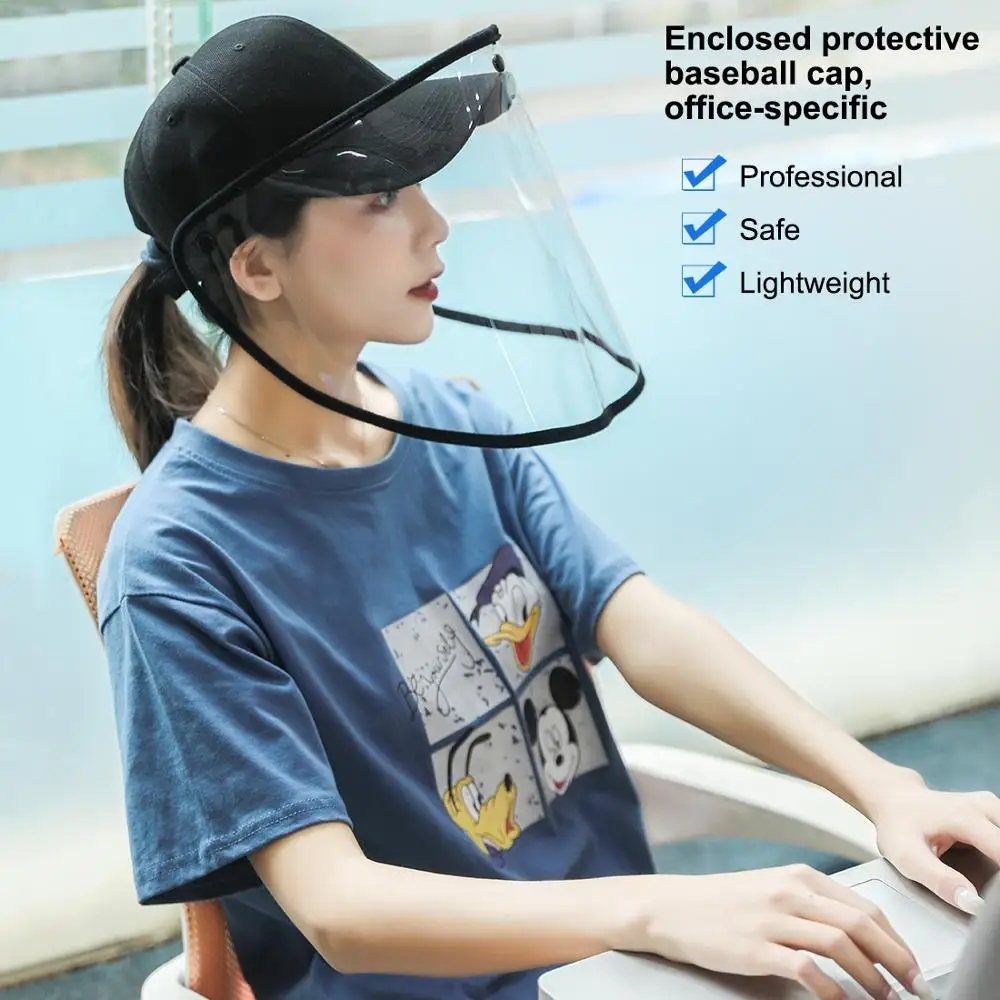 

PULUZ Outdoor Protective Baseball cap Anti-saliva Full Face Mask Cover Hat Safety Face Shield Removable Transparent Face Cover
