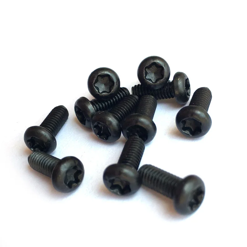 

100Pcs M3 T&TX Plum Screws Round Head Torx Screw Carbon Steel Six-Lobe Bolts 6mm-14mm Length Black