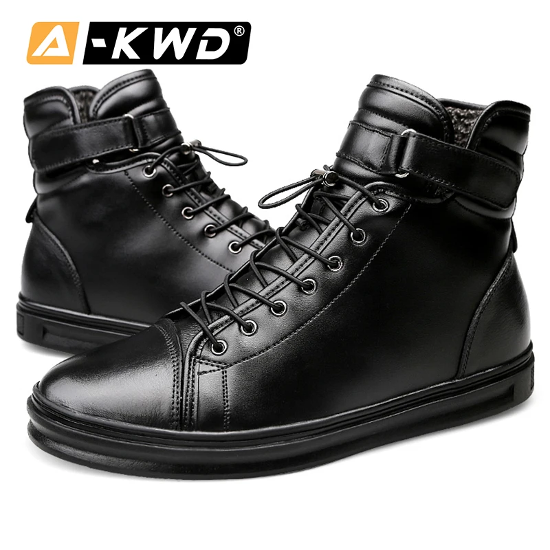 Модная обувь черного цвета на меху Роскошные мужские туфли Обувь с высоким