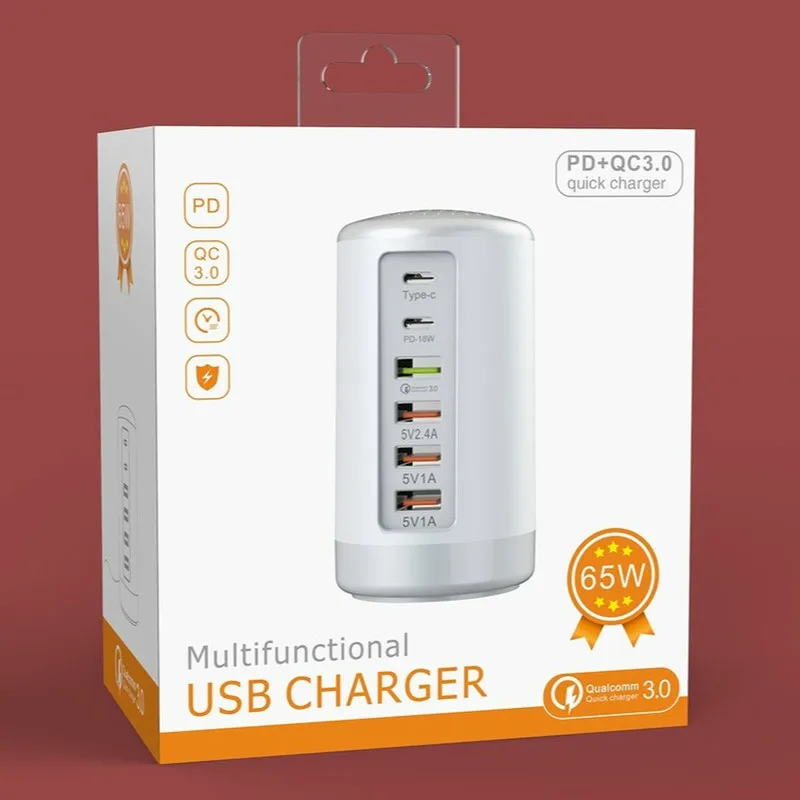 

USB Car Charger 6 Ports Fast Charging Phone Charger Type C DC 2.1A Multi USB Socket for IPhone Android Samsung