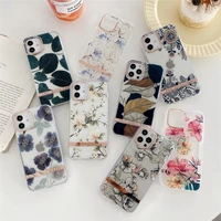 stylish transparent flower electroplating phone case for iphone 11 12 pro xs max xr x 8 7 6 plus se20 shockproof back cover gift