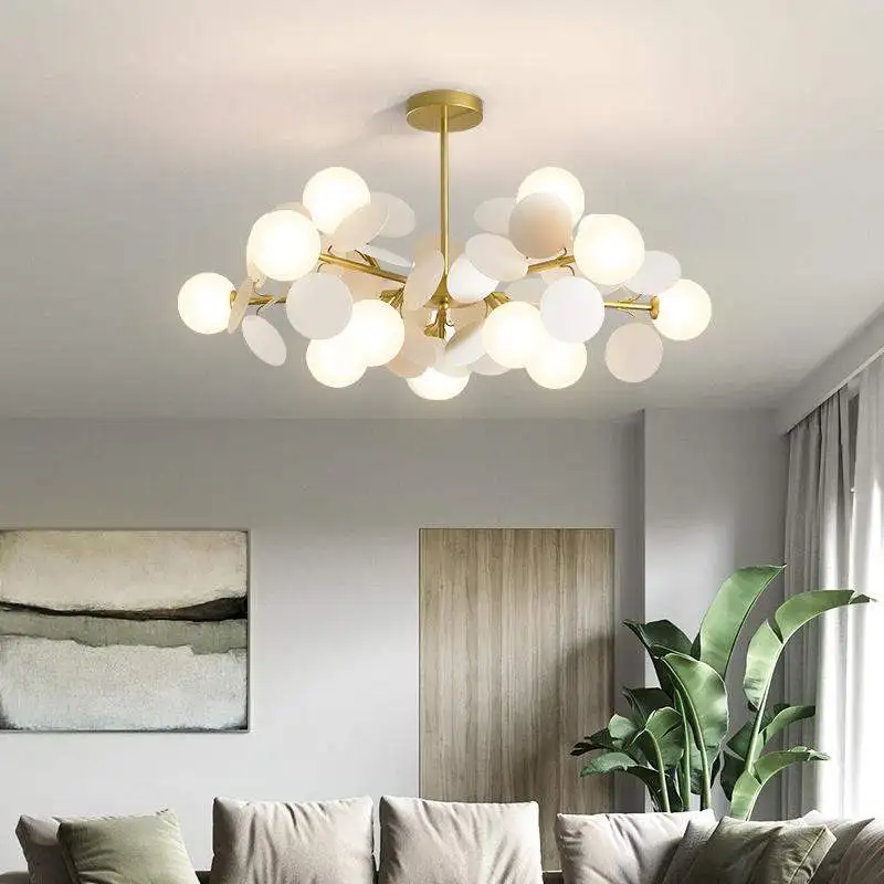 

Modern Metal Glass Pendant Light Restaurant Bar Villa Hotel Home Bedroom Living Room Chandelier Lighting PA0775