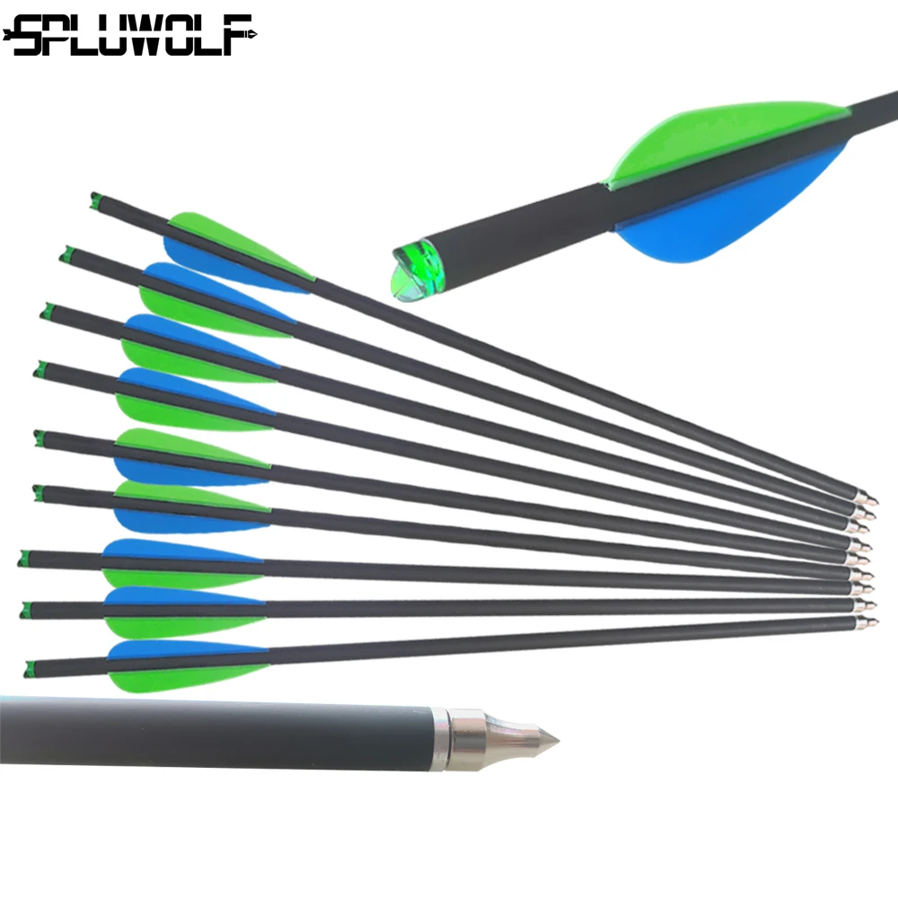 

13.5"16"17"18"20"22" 8.8mm Archery Bow Shooting Target Arrows Crossbow Bolts Carbon Arrow W 100 Grain Replaced Arrowhead Tip