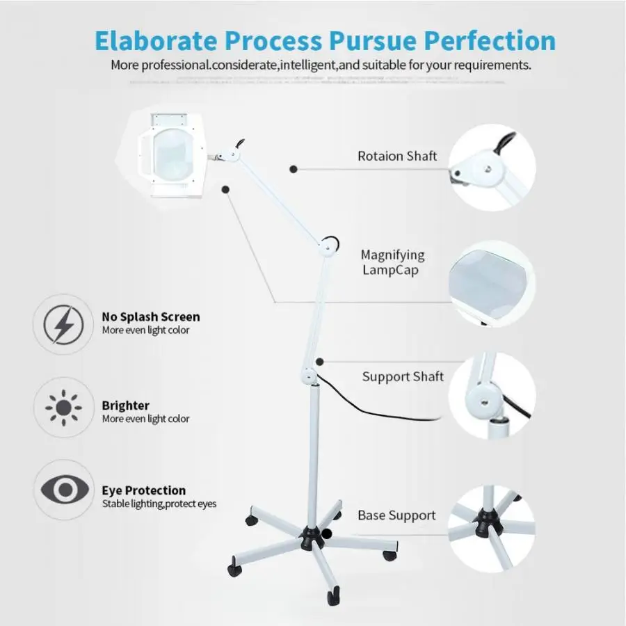 LED 5X освещенная Лупа световая стойка с лупой лампа красота увеличительное ЕС Plug