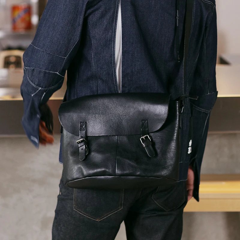 Мужская сумка через плечо LAN из натуральной кожи удобная сумочка воловьей