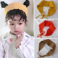 korean children knitted headband turban hollow out baby girls candy color hair band kids clothes hair accessiories headwear