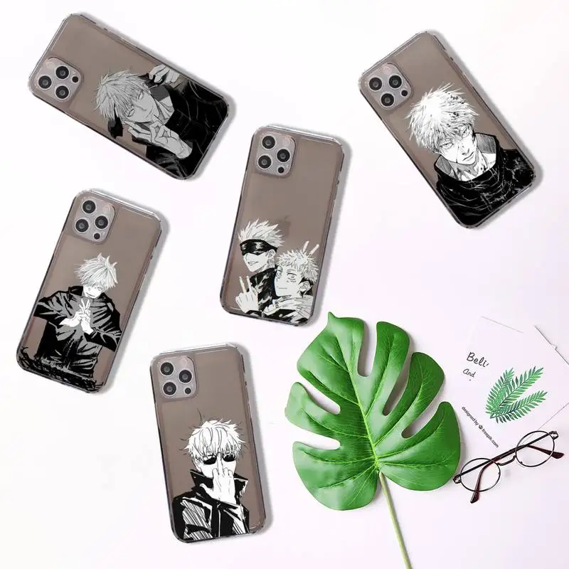 

Anime Jujutsu Kaisen Gojo Satoru Phone Case Transparent for iPhone 7 8 11 12 se 2020 mini pro X XS XR MAX Plus