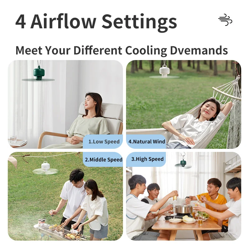 

JISULIFE Ceiling Fan USB Rechargeable Portable Household Electric Hanging Fans with Remote Control