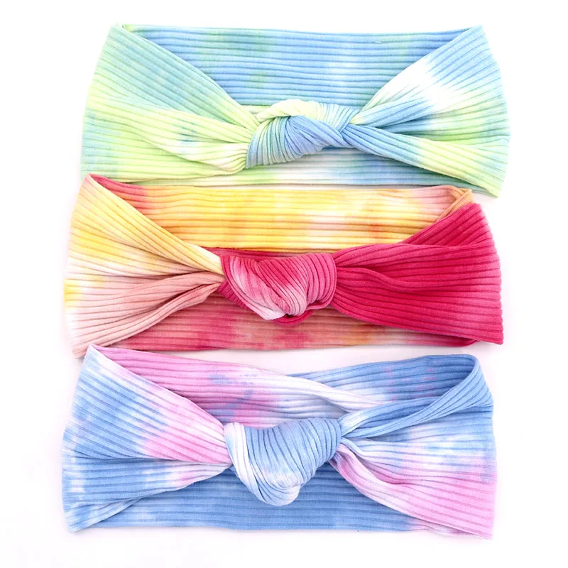 Женская хлопковая повязка на голову растягивающаяся ребристая головная