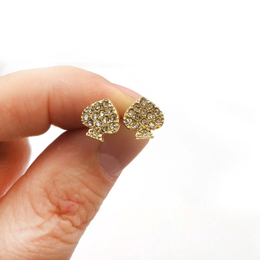 2020 Hot Mini Cute Alloy Gold Heart Rhinestone Pave Stud Earrings Color Of Sunshine Women Fashion Jewelry Wholesale | Украшения и