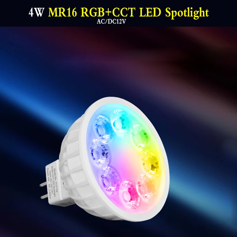 4W MR16 RGB + CCT LED Spotlight AC/DC12V smart LED Bulb Indoor Round led light can APP/voice/2.4GHz remote control 2700~6500K