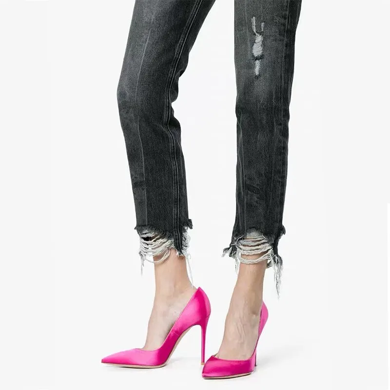 Высокое качество модные женские Высокая талия рваные джинсовые штаны прямые Ankele