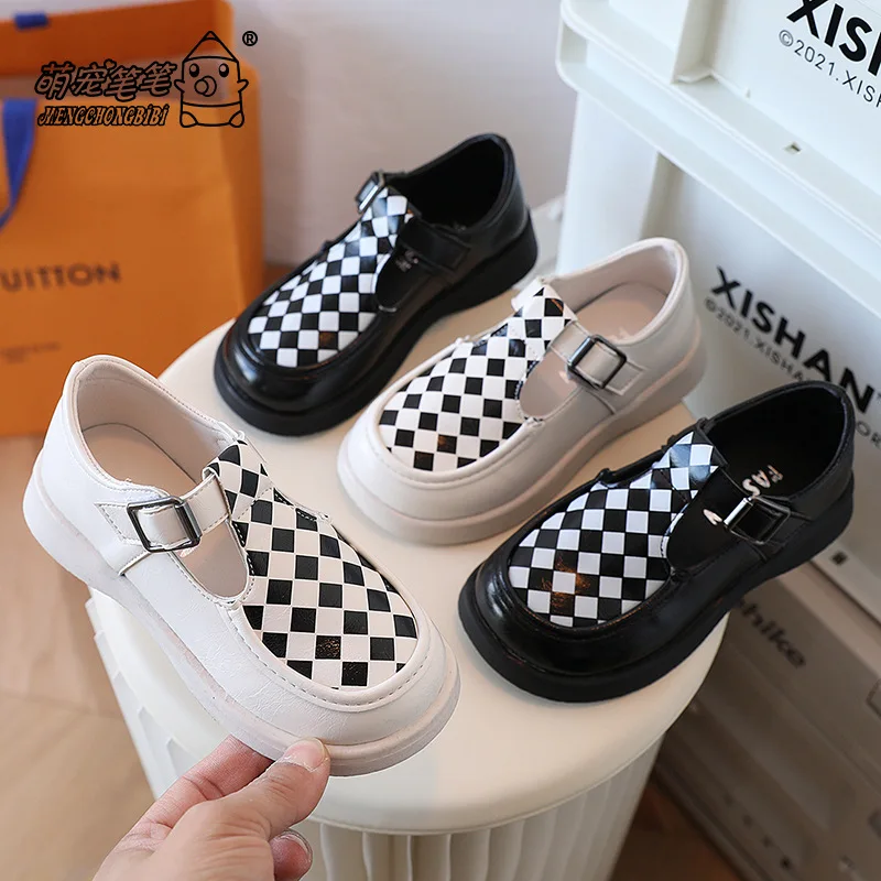 

Kids Shoes Girls Shoes Checkerboard Girls Dress Shoes Princess PU Leather Mary Jane Shoes Girls Flats Kids