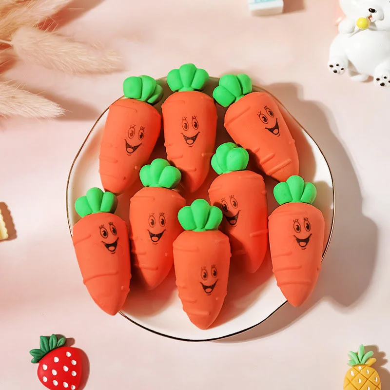 

Carrot Eraser Creativity Cartoon Fruit Does Not Leave Marks for Children’s Stationery Cute School Supplies Student Prize Erasers