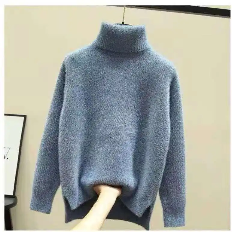 

Pull Femme Bluse De Frio Feminina Fall Winter New Korean Women Loose Casual Sweater Turtleneck Pullover Haut Femme Sweater Mujer