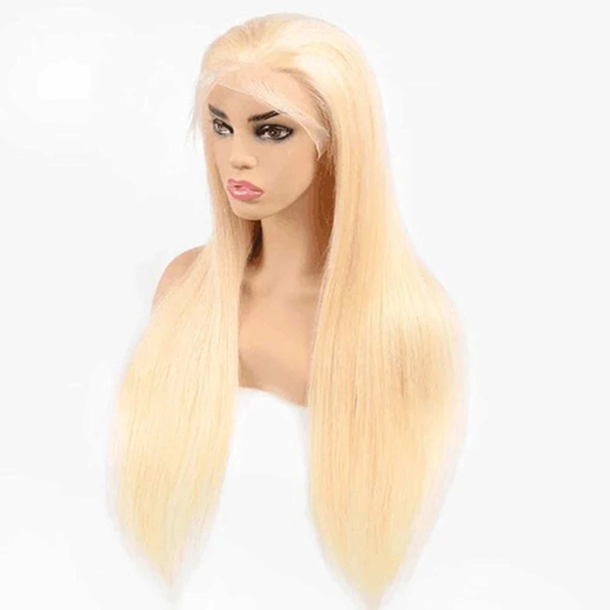 light blonde 28 inch Thick From Top To End 150% Density Wig 13X4 Transparent Lace Frontal Wig for women with body hair