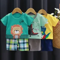 toddler baby kids boys clothes cartoon t shirt tops solid short casual set kids outfits infant outfit suit 0 6 years boys