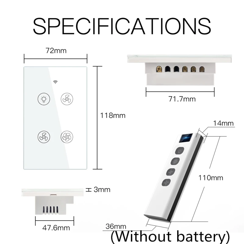 

WiFi RF Smart Ceiling Fan Light Control Smart Life/Tuya APP RF Remote Speed Control Alexa Google Home Compatible Smart Home