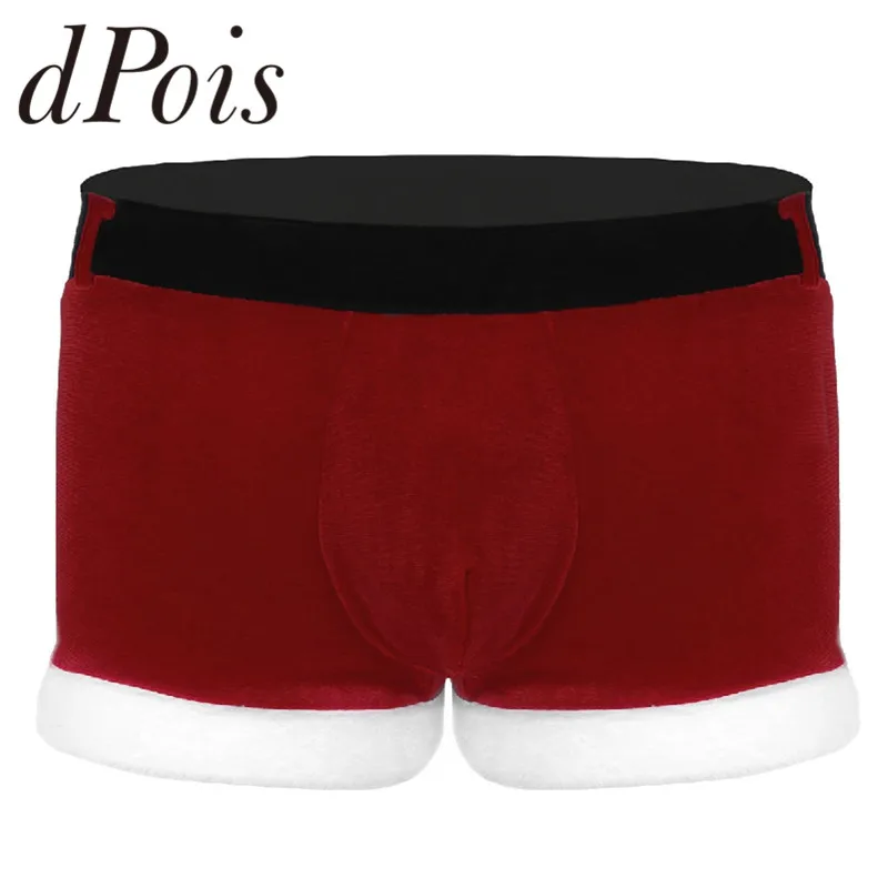 Мужское мягкое бархатное красное рождественское нижнее белье Санта Клауса