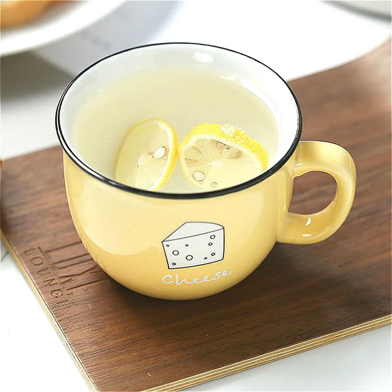 Керамическая кружка для завтрака с деревянным покрытием креативная мультяшная